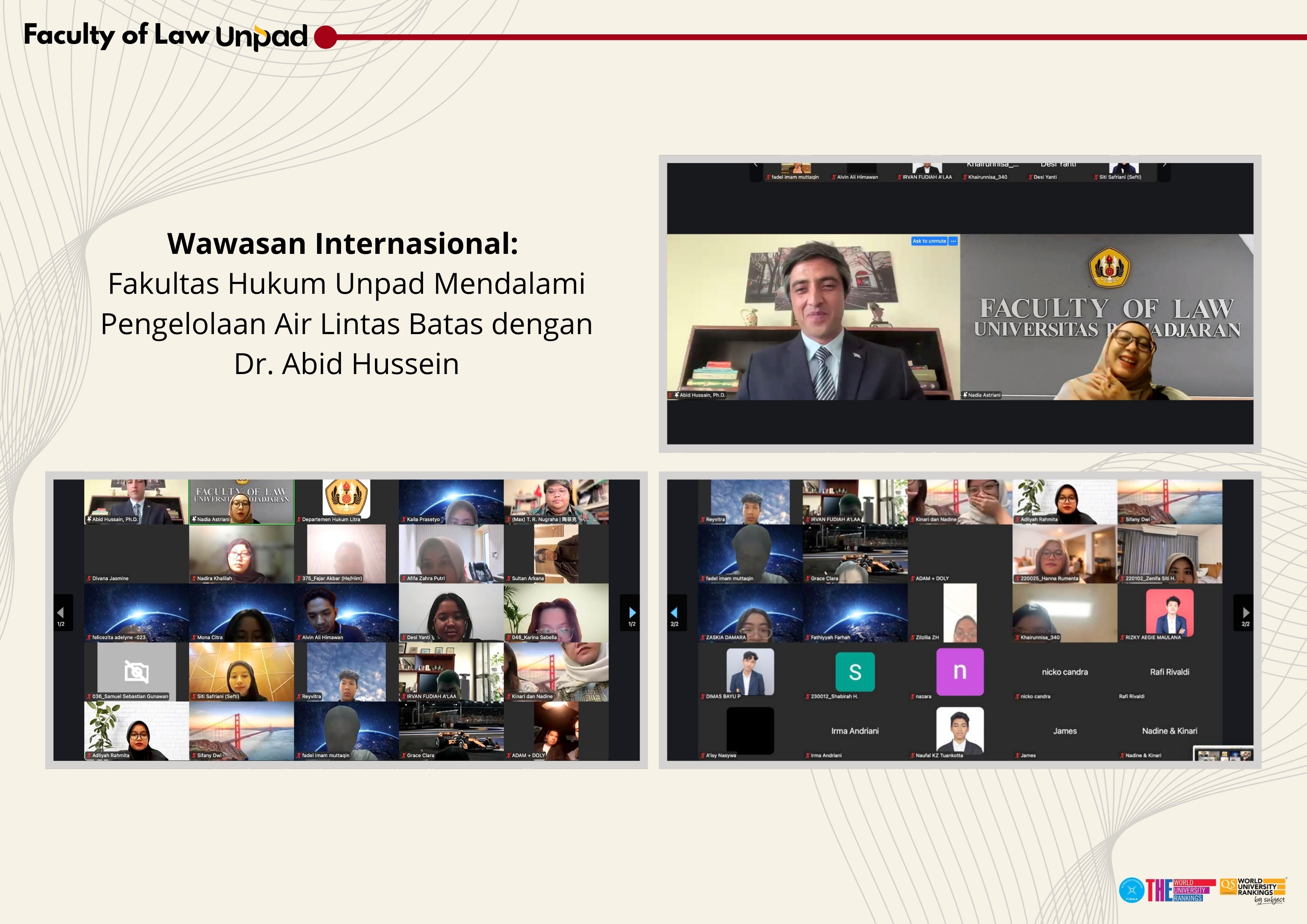 International Insight: Faculty of Law Unpad Explores Transboundary Water Management with Dr. Abid Hussein