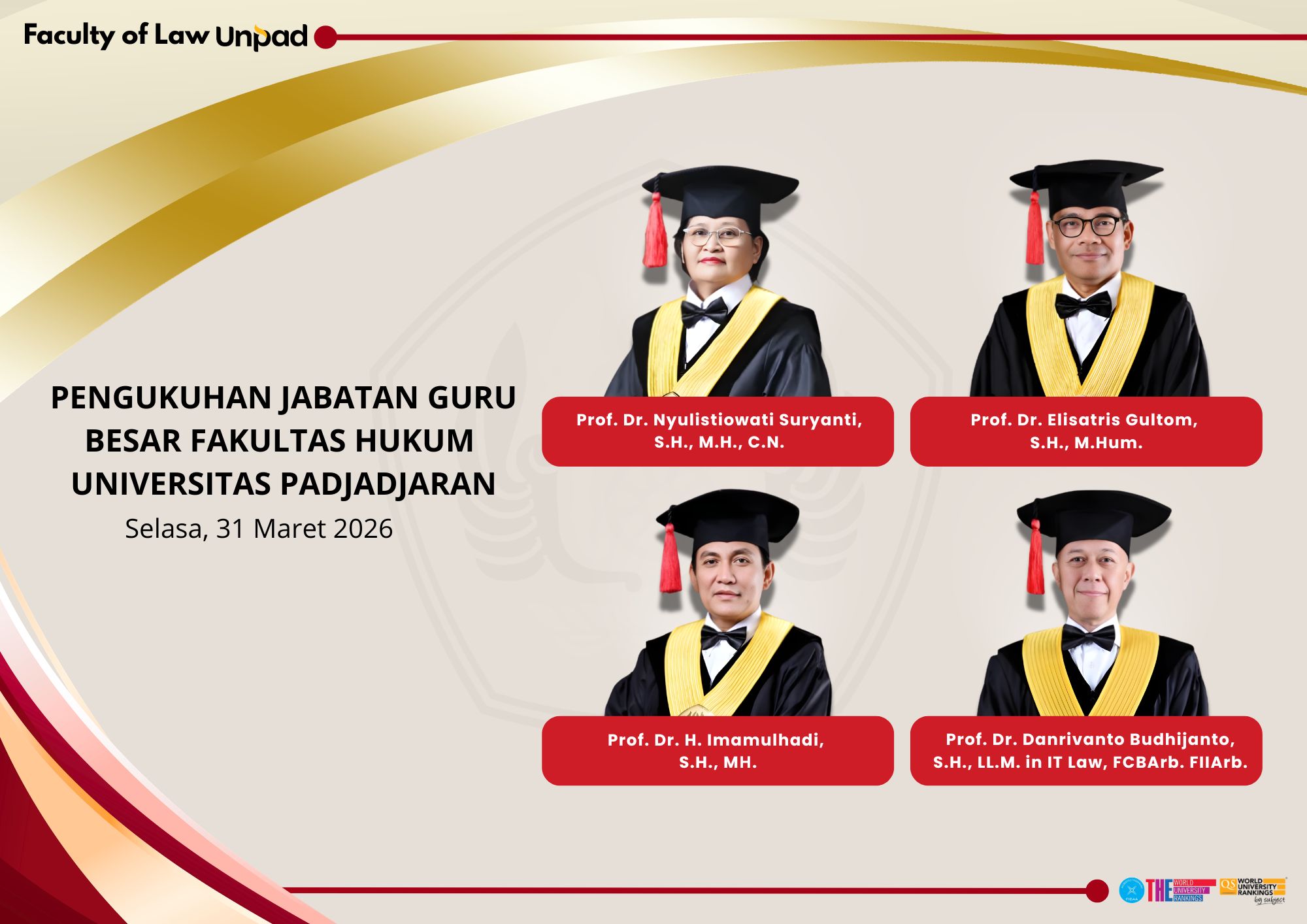Pengukuhan Guru Besar Baru Fakultas Hukum Universitas Padjadjaran