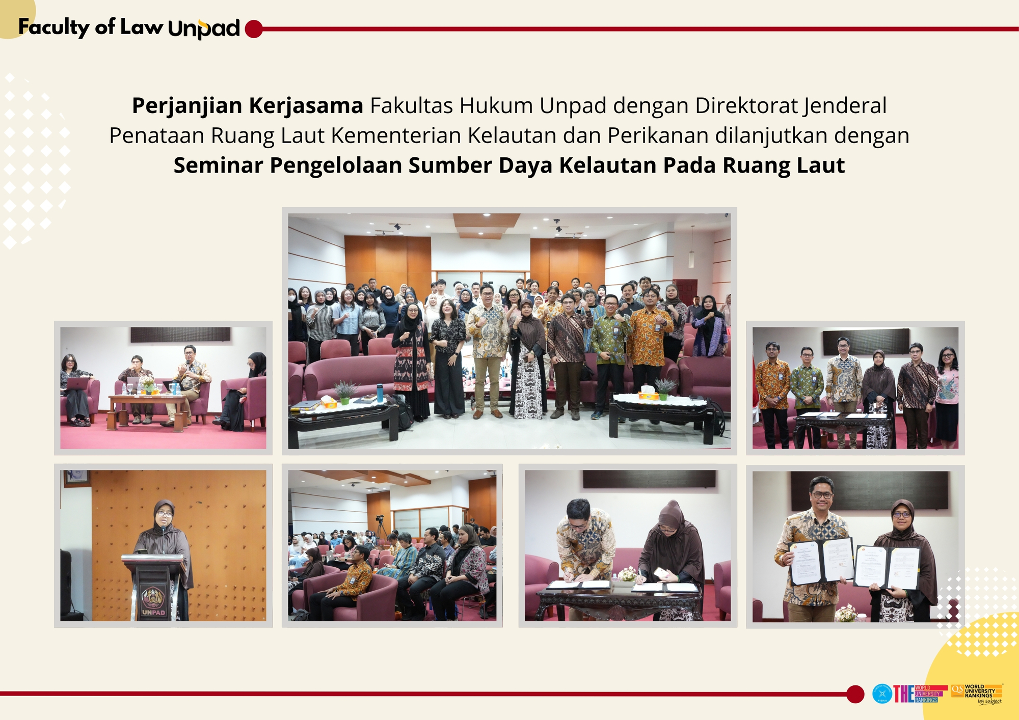 Perjanjian Kerjasama Fakultas Hukum Unpad dengan Direktorat Jenderal Penataan Ruang Laut Kementerian Kelautan dan Perikanan dilanjutkan dengan Seminar Pengelolaan Sumber Daya Kelautan Pada Ruang Laut