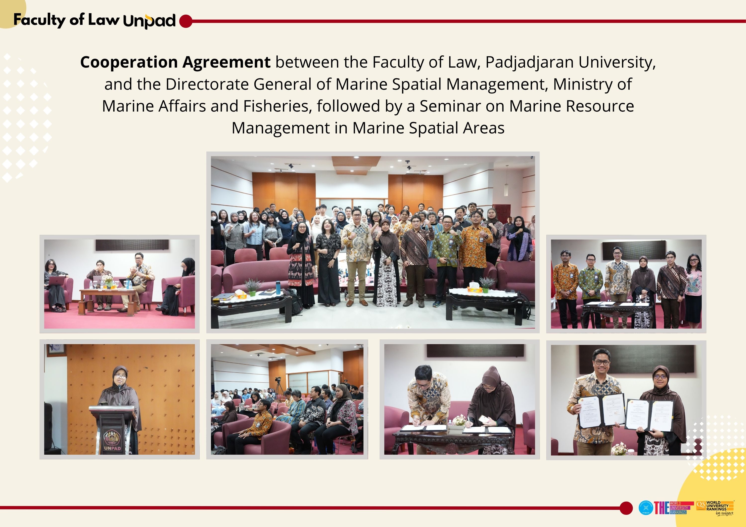 Cooperation Agreement between the Faculty of Law, Universitas Padjadjaran, and the Directorate General of Marine Spatial Management, Ministry of Marine Affairs and Fisheries, followed by a Seminar on Marine Resource Management in Marine Spatial Areas