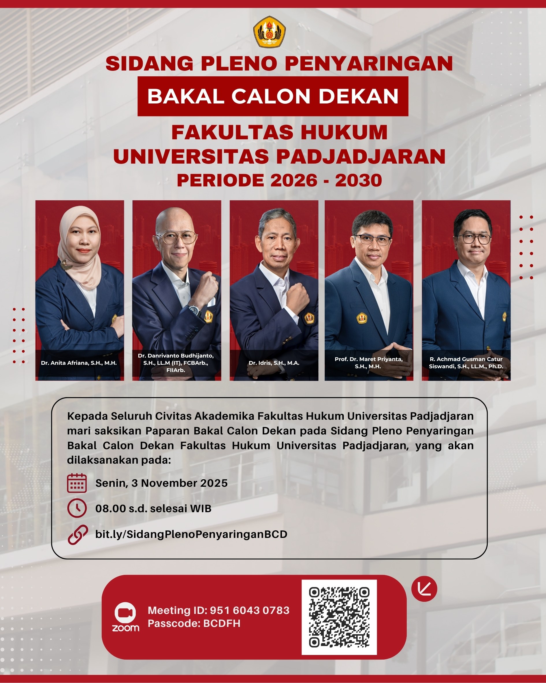 Selection of Prospective Dean of the Faculty of Law, Padjadjaran University